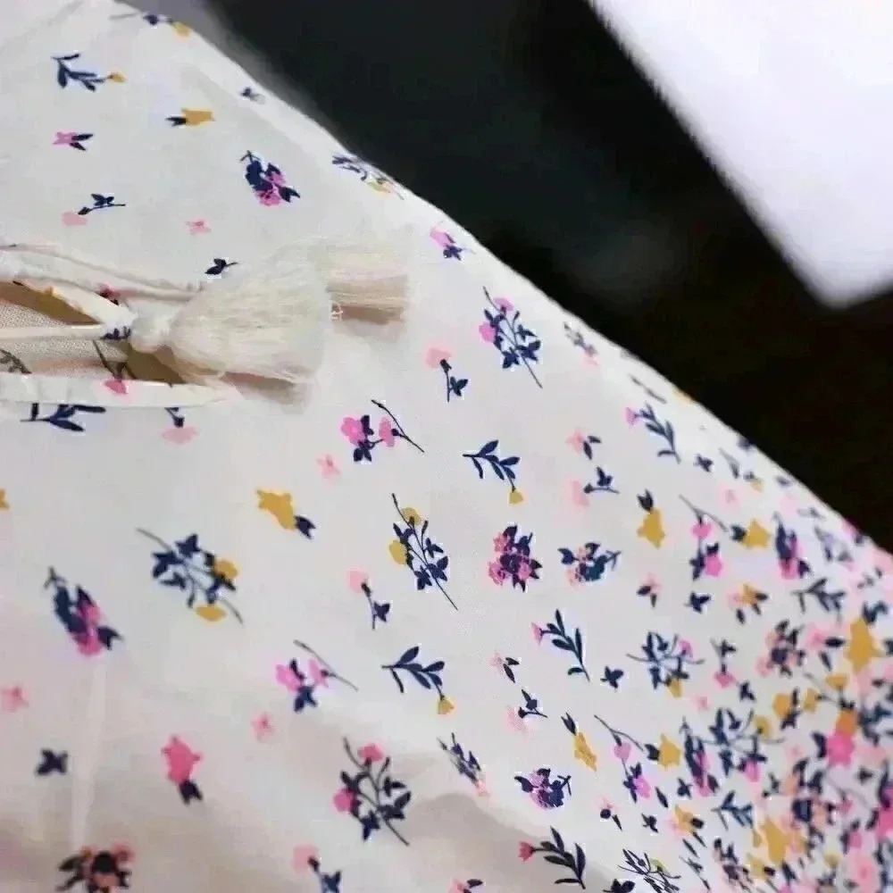 Old Navy Size L floral peasant blouse pink/gold florwers cream top - Picture 8 of 13